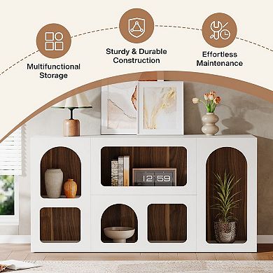 6-Cubby Console Table, Storage Sofa Table for Entryway, Living Room or Hallway
