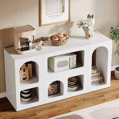 6-Cubby Console Table, Storage Sofa Table for Entryway, Living Room or Hallway