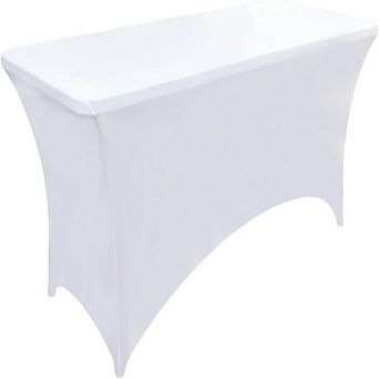 White Spandex Tablecloth, Wrinkle-Resistant, Stretch, Fitted, Durable