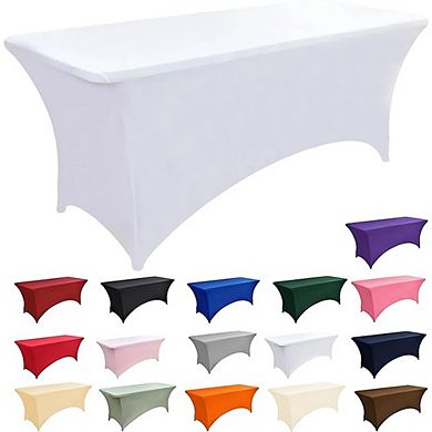 White Spandex Tablecloth, Wrinkle-Resistant, Stretch, Fitted, Durable