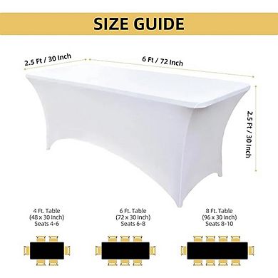 White Spandex Tablecloth, Wrinkle-Resistant, Stretch, Fitted, Durable