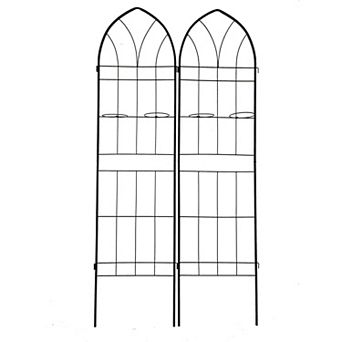 2 pc Garden Trellis Set with Pot Holders for Climbing Plants