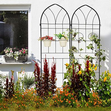 2-Piece Garden Trellis Set with Pot Holders for Climbing Plants