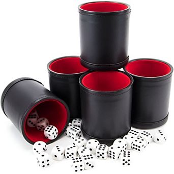 Five-Cup Dice Set with 25 Dice for Bunco, Liar’s Dice, or Board Games