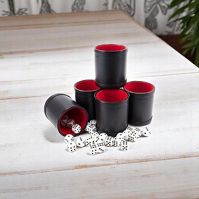 Five-Cup Dice Set with 25 Dice for Bunco, Liar’s Dice, or Board Games