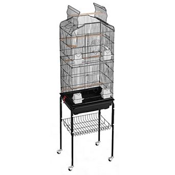 Spacious Bird Cage for 23 Small Birds with Rolling Stand and Storage Shelf