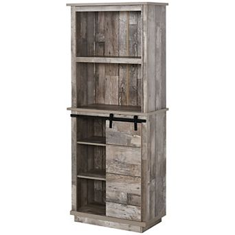 Tall Farmhouse Pantry Cabinet with Sliding Barn Door & Adjustable Shelves