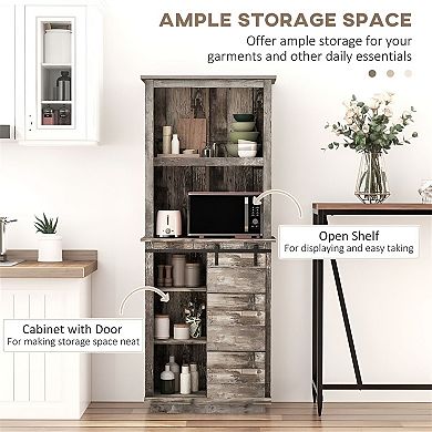 Tall Farmhouse Pantry Cabinet with Sliding Barn Door & Adjustable Shelves