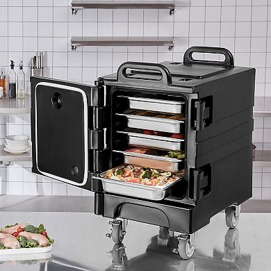 Food Transport Carrier Box 81QT Hot & Cold Meals with Handles and Wheels