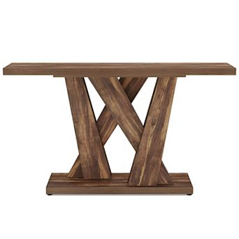 Farmhouse Console Table, Narrow Entryway Sofa Table with Cross Base