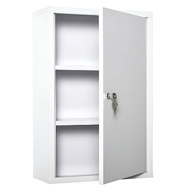 Compact Wall Storage Cabinet with Lock, Three Shelves and Mounting Hardware