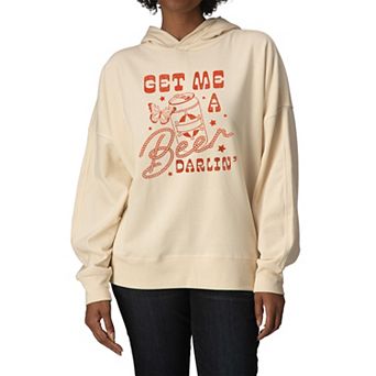 Women's Get Me A Beer Darlin' Oversized Fleece Hoodie Sweatshirt