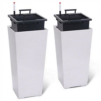 2 pc 22.4 in Tall Planters,High Front Porch Planter Pots with Drainage Holes＆Water Level Monitor