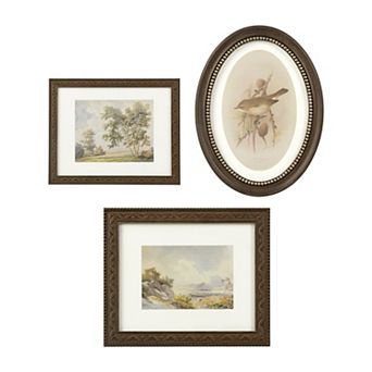 Belle Maison Matted Under Glass Mixed 3 pc Framed Art Set