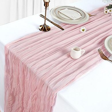 Dusty Pink Cheesecloth Table Runner, Boho Rustic Party & Wedding Decor