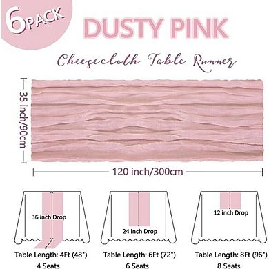 Dusty Pink Cheesecloth Table Runner, Boho Rustic Party & Wedding Decor
