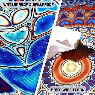 Elastic Fitted Tablecloth, Waterproof Wipeable Round Cover