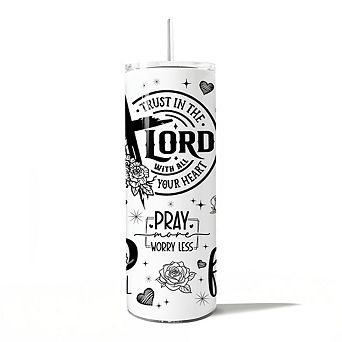 Floral Cross Bible Verses 20oz Tumbler With Stainless Steel Straw