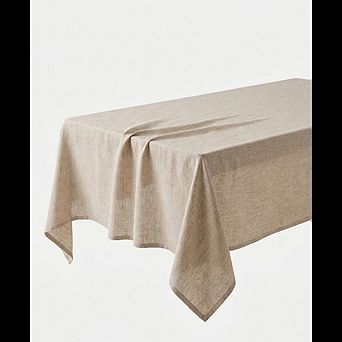 Neutral Burlap Rectangle Tablecloth Water-Resistant Farmhouse Cover