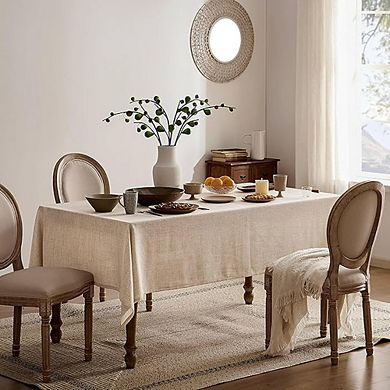 Neutral Burlap Rectangle Tablecloth Water-Resistant Farmhouse Cover