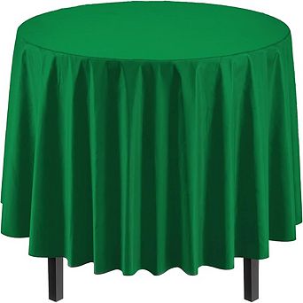 Premium Plastic Round Tablecloth 12-Pack Emerald Green Cover