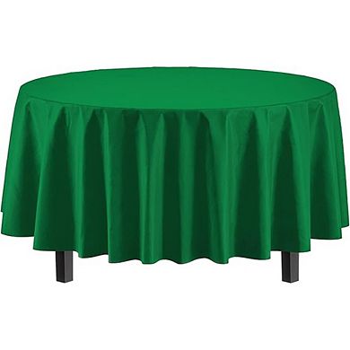 Premium Plastic Round Tablecloth 12-Pack Emerald Green Cover