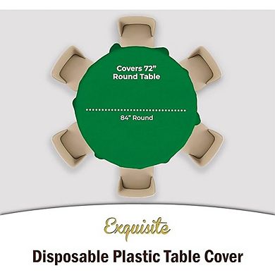 Premium Plastic Round Tablecloth 12-Pack Emerald Green Cover