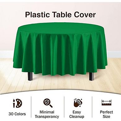 Premium Plastic Round Tablecloth 12-Pack Emerald Green Cover