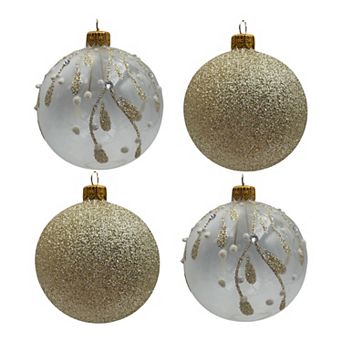 Discover Europe Made in Poland Round Glass Christmas Ornament 4 pc Set