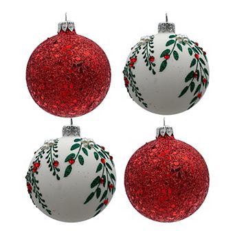 Discover Europe Made in Poland Round Glass Christmas Ornament 4 pc Set