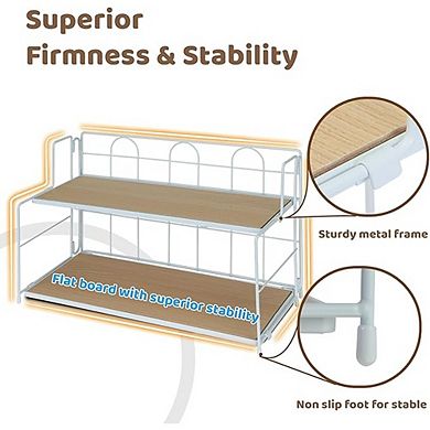 2-Tier Bathroom Counter Organizer, Tool-Free Collapsible Shelf