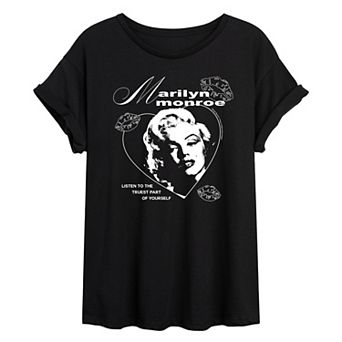 Juniors' Marilyn Monroe Vintage Coquette Heart & Lips Graphic T-Shirt