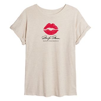 Juniors' Marilyn Monroe Classic Red Lip Mark Graphic T-Shirt