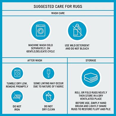 34"x21" Blue Reversible High Pile Tufted Cotton Bath Rug