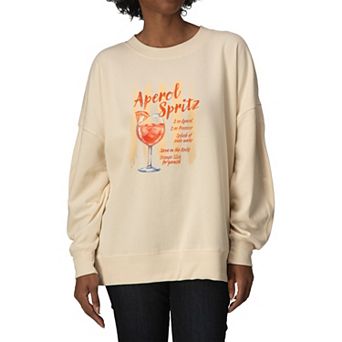 Women's Aperol Spritz Recipe Oversized Fleece Crew Sweatshirt