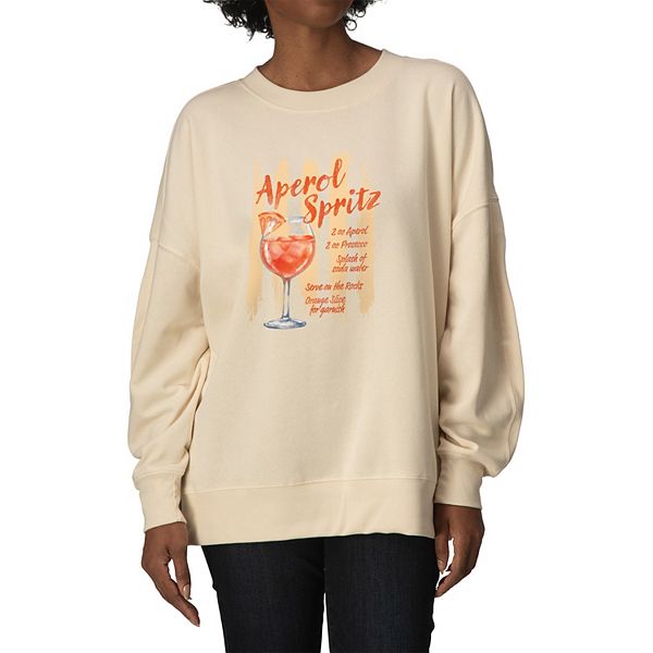 Women's Aperol Spritz Recipe Oversized Fleece Crew Sweatshirt