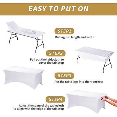 White Spandex Tablecloth Fitted Stretch Rectangular Cover