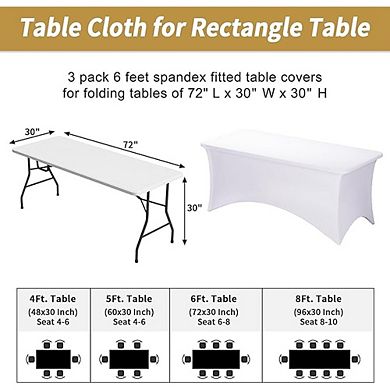 White Spandex Tablecloth Fitted Stretch Rectangular Cover