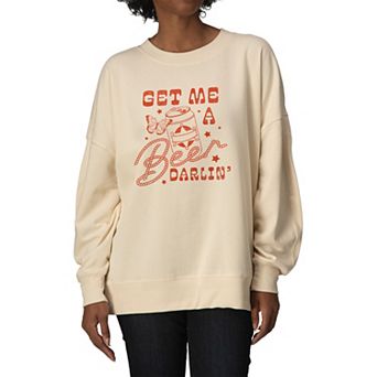 Women's Get Me A Beer Darlin' Oversized Fleece Crew Sweatshirt