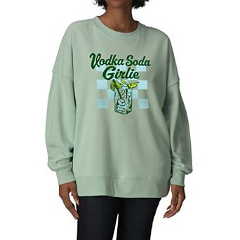Women's Vodka Soda Girlie Oversized Fleece Crew Sweatshirt