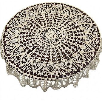 Round Cotton Lace Tablecloth, Handmade, Floral, Decorative, Bohemian
