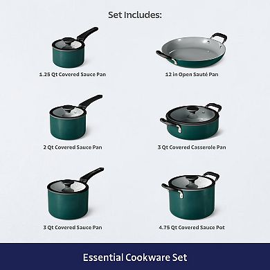 Tramontina 11-Piece Nesting Nonstick Cookware Set with Lids, Dishwasher & Oven Safe