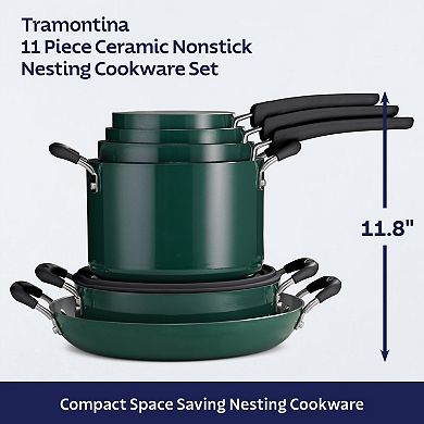 Tramontina 11-Piece Nesting Nonstick Cookware Set with Lids, Dishwasher & Oven Safe