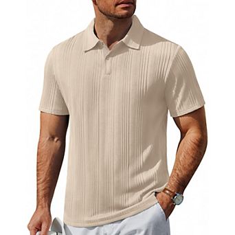 COOFANDY Short Sleeve Shirts for Men Casual Polo Shirts Collared Summer Shirts Textured Knit Golf
