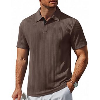 COOFANDY Short Sleeve Shirts for Men Casual Polo Shirts Collared Summer Shirts Textured Knit Golf
