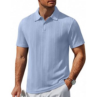 COOFANDY Short Sleeve Shirts for Men Casual Polo Shirts Collared Summer Shirts Textured Knit Golf