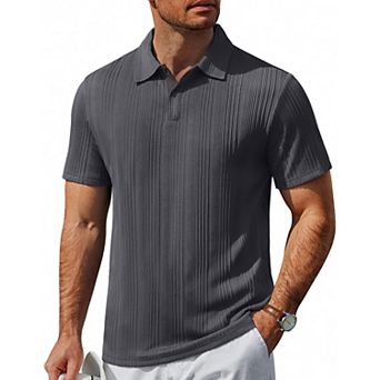 COOFANDY Short Sleeve Shirts for Men Casual Polo Shirts Collared Summer Shirts Textured Knit Golf