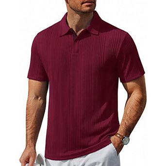COOFANDY Short Sleeve Shirts for Men Casual Polo Shirts Collared Summer Shirts Textured Knit Golf