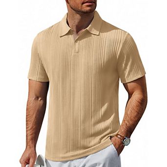 COOFANDY Short Sleeve Shirts for Men Casual Polo Shirts Collared Summer Shirts Textured Knit Golf