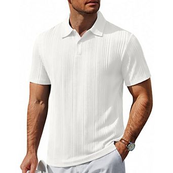 COOFANDY Short Sleeve Shirts for Men Casual Polo Shirts Collared Summer Shirts Textured Knit Golf